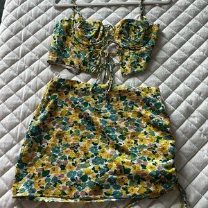 Revolve Floral Two Piece Set in Yellow & Green